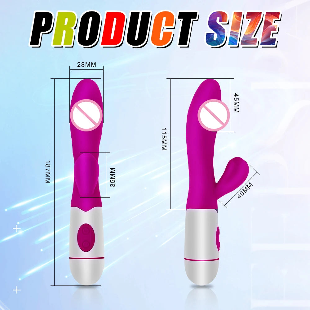 Rechargeable Dildo Rabbit Vibrator Dual Vibration G Spot Vagina Massager AV Stick Clitoris Sex Toys for Women Female Masturbator luvshop24