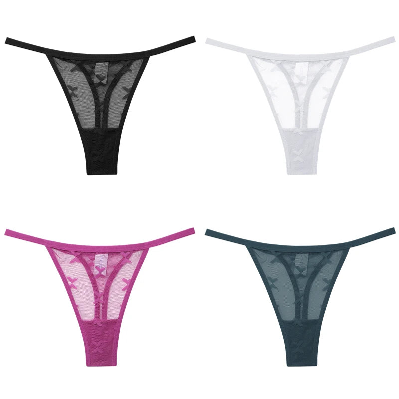 4Pcs Lace Bikini Panties Women Sexy Thongs Lace G-string Underpants S-XL Ladies Comfortable T-Back Underwear Sexy Lingerie 2022 luvshop24