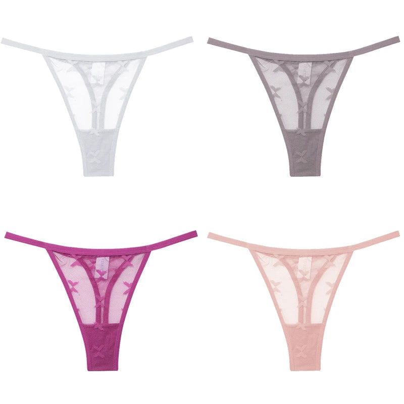 4Pcs Lace Bikini Panties Women Sexy Thongs Lace G-string Underpants S-XL Ladies Comfortable T-Back Underwear Sexy Lingerie 2022 luvshop24