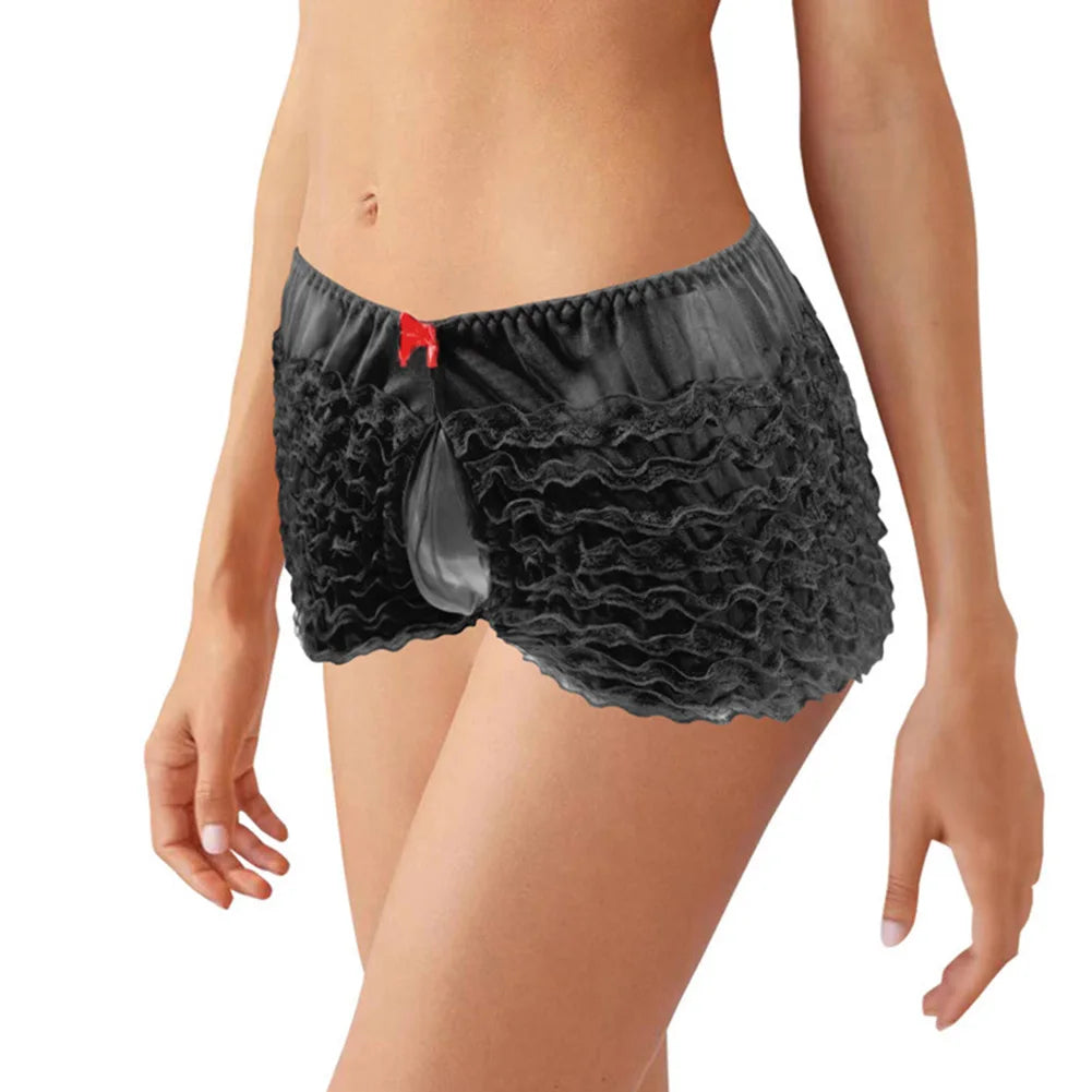 Fashion Mens Sissy Pouch Underwear Sexy Lace Briefs Knickers Shorts Underpants Male Low Rise Erotic Panties Boxers Cake Pants luvshop24