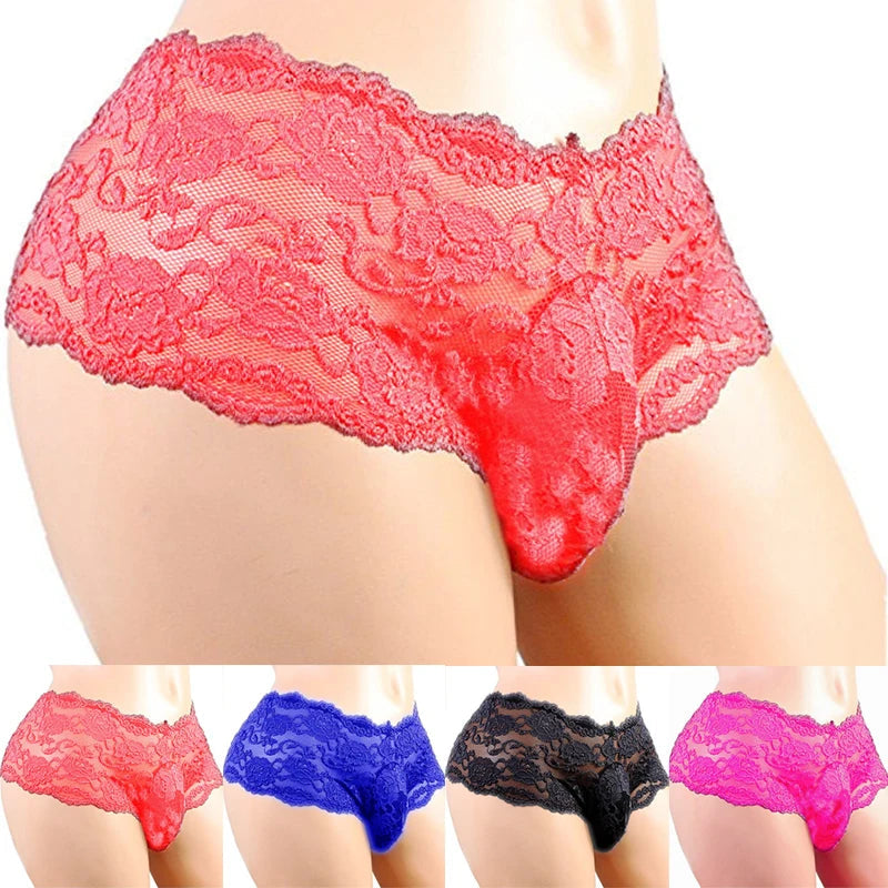 Men's Underwear Sexy Lingerie Sexy Panties Plus Siz Lace Sissy Male Breathable Jockstrap Briefs G-String Thongs Porno Underpants luvshop24