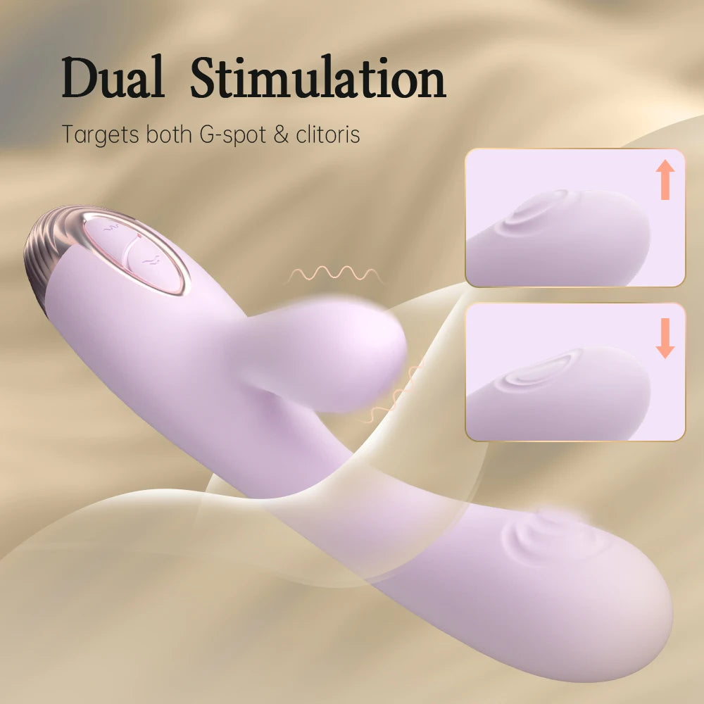 DRY WELL Rabbit Vibrator with Unique Patting Function Clitoris Stimulator Dildo with 10 Powerful Modes Dual Motor Stimulator luvshop24