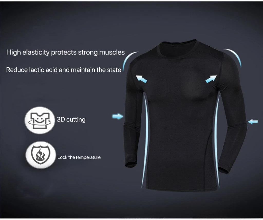 1pcs Men Long-sleeved Thermal Underwear Male Tight Fitting Fast Dry Elastic Fitness Suit Set Man Autumn Winter Sprots Wear luvshop24