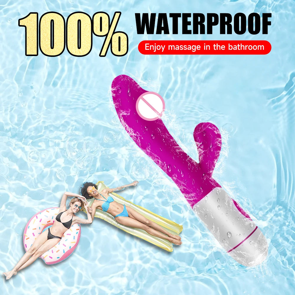 Rechargeable Dildo Rabbit Vibrator Dual Vibration G Spot Vagina Massager AV Stick Clitoris Sex Toys for Women Female Masturbator luvshop24
