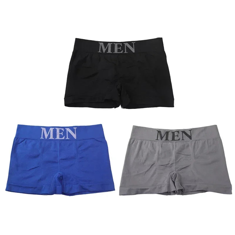 3 Pcs Men's Panties Underwear Boxers Breathable Man Boxer Solid Underpants Comfortable Male Brand Shorts Black Blue Underwear luvshop24