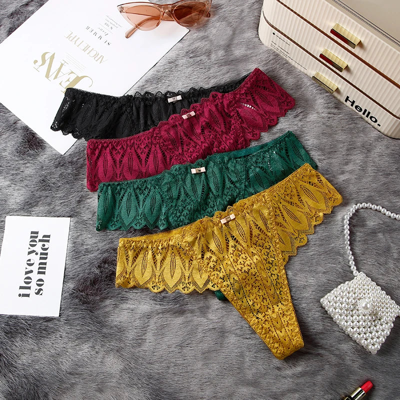 Hollow Out Lace Sexy Girls G String Panties Women Briefs Transparent Thong Thin Underwear Female Low Waist Lingerie Size S-XL luvshop24