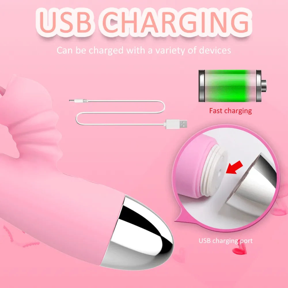 Vibrator For Women 2 In 1 Licking Machine Clitoris Stimulator G-Spot Powerful Vibro Dildo Wand Female Clit Sucker Adult Sex Toys luvshop24