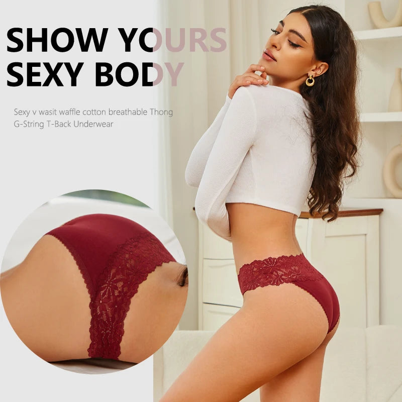 Lace Panties Women Cotton Briefs Female Comfortable Underwear 4PCS/Set Elstice Solid Color Panties Female Low Rise Sexy Lingerie luvshop24