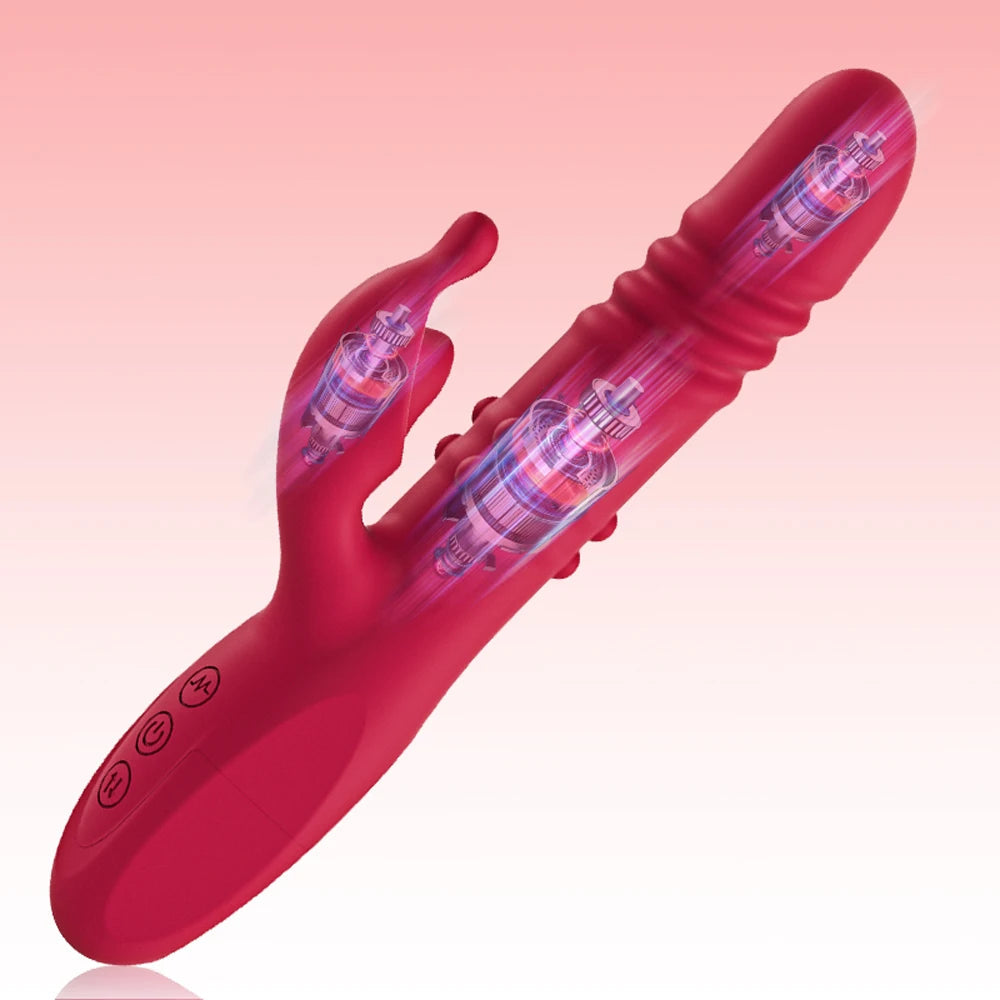 Telescopic Rabbit Vibrator for Women Powerful G Spot Rotating Massage Vaginal Clitoris Stimulator Female for Adult Sexy Toys luvshop24
