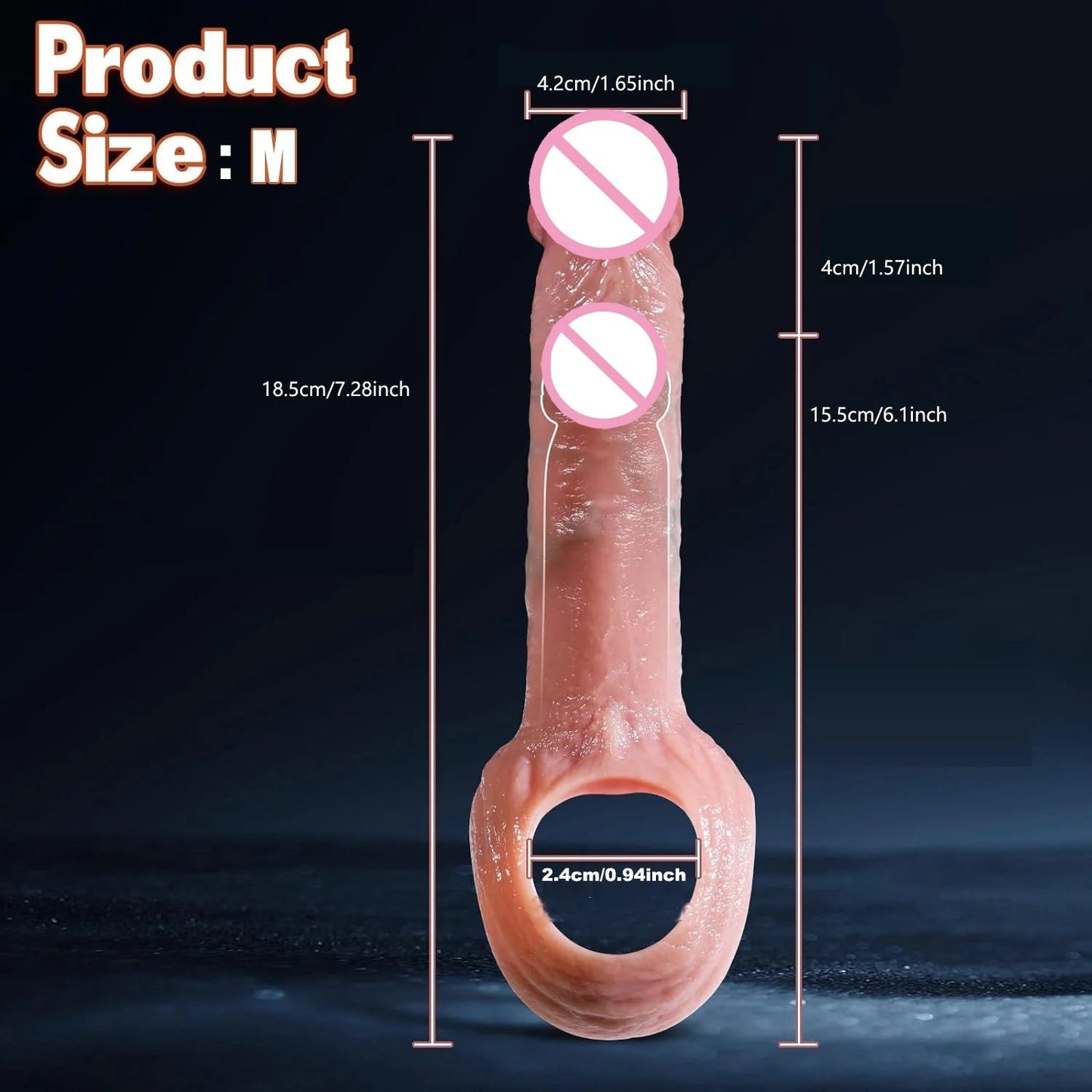 Penis Cock Sleeve Male Sex Toy Penis Enlarger Extender for Men Realistic Dildo Penis Ring to Lock the Sperm Male Penis Training luvshop24