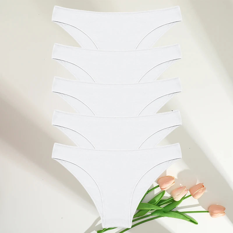 FINETOO 5PCS/Set M-XXL Panties Women Cotton Lingerie Woman Underwear Sexy Femme Underwear Girls Underpant Panty 7 Solid Colors luvshop24