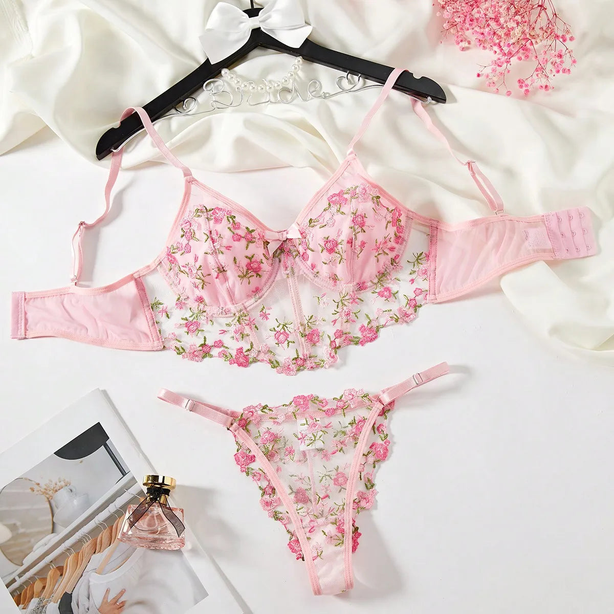 2025 Lace Sexy Erotic Floral Embroidery Lingerie Set Women Boho Sensual Erotic Sexy 2-Piece Bra + Panty Underwear Set luvshop24
