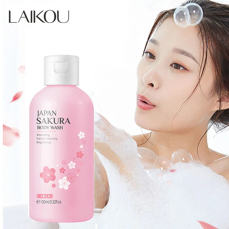 LAIKOU Sakura Shower Gel Long Moisturizing Smooth Long Lasting Fragrance Gentle Foam Body Cleansing Bath Product 100ml luvshop24