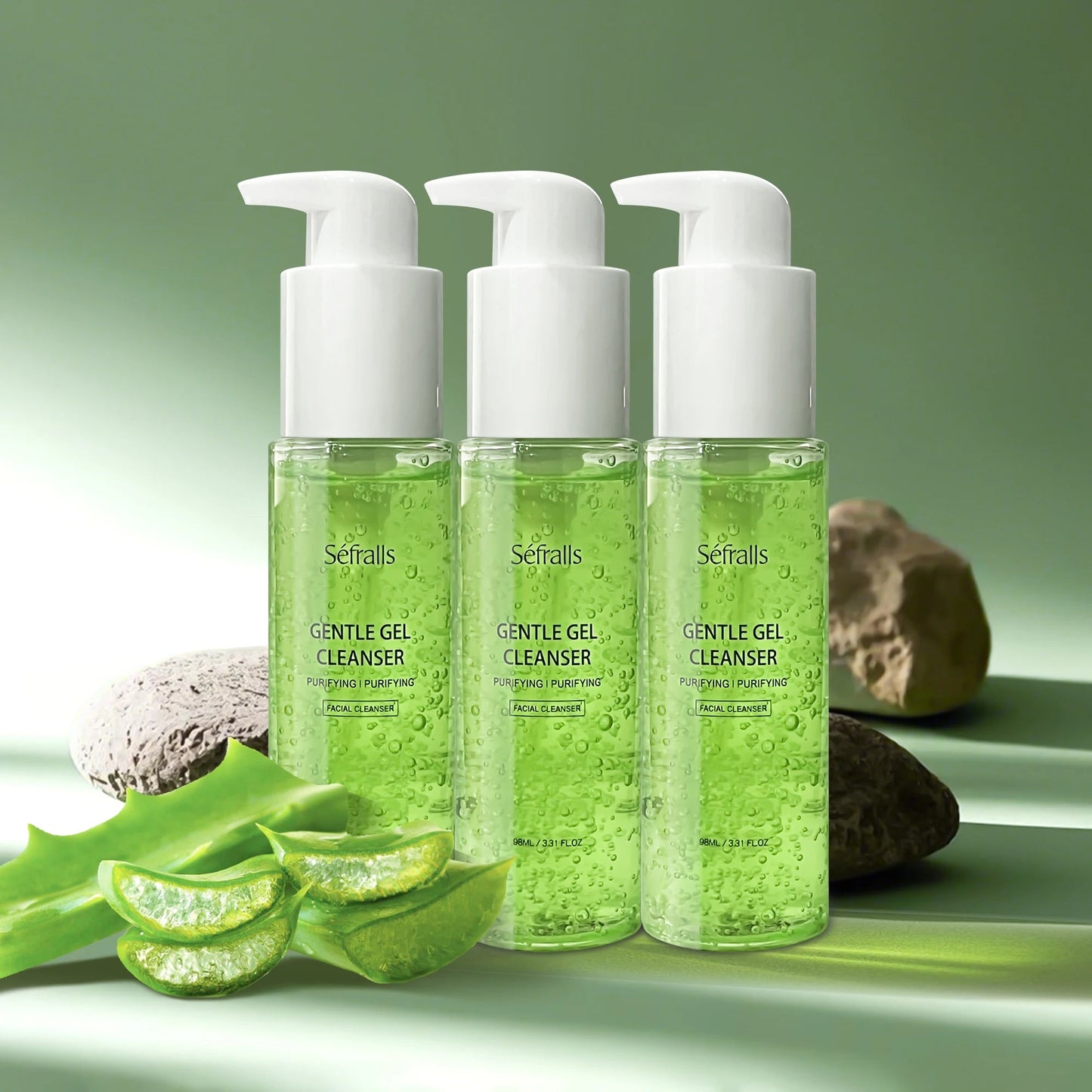 Séfralls Aloe Cleansing Gel Cleansing 98ml*3pcs Soothing And Purifying Cleansing Gel Oil Control High-Tolerance Cleanser luvshop24