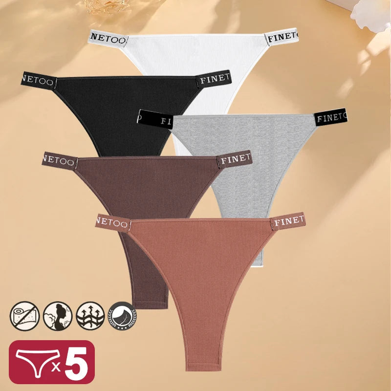 5PCS/Set Sexy Lingerie Women Cotton Panties Finetoo Letter Low Waist Female Briefs Underwear Comfort Underpants Women Intimates luvshop24