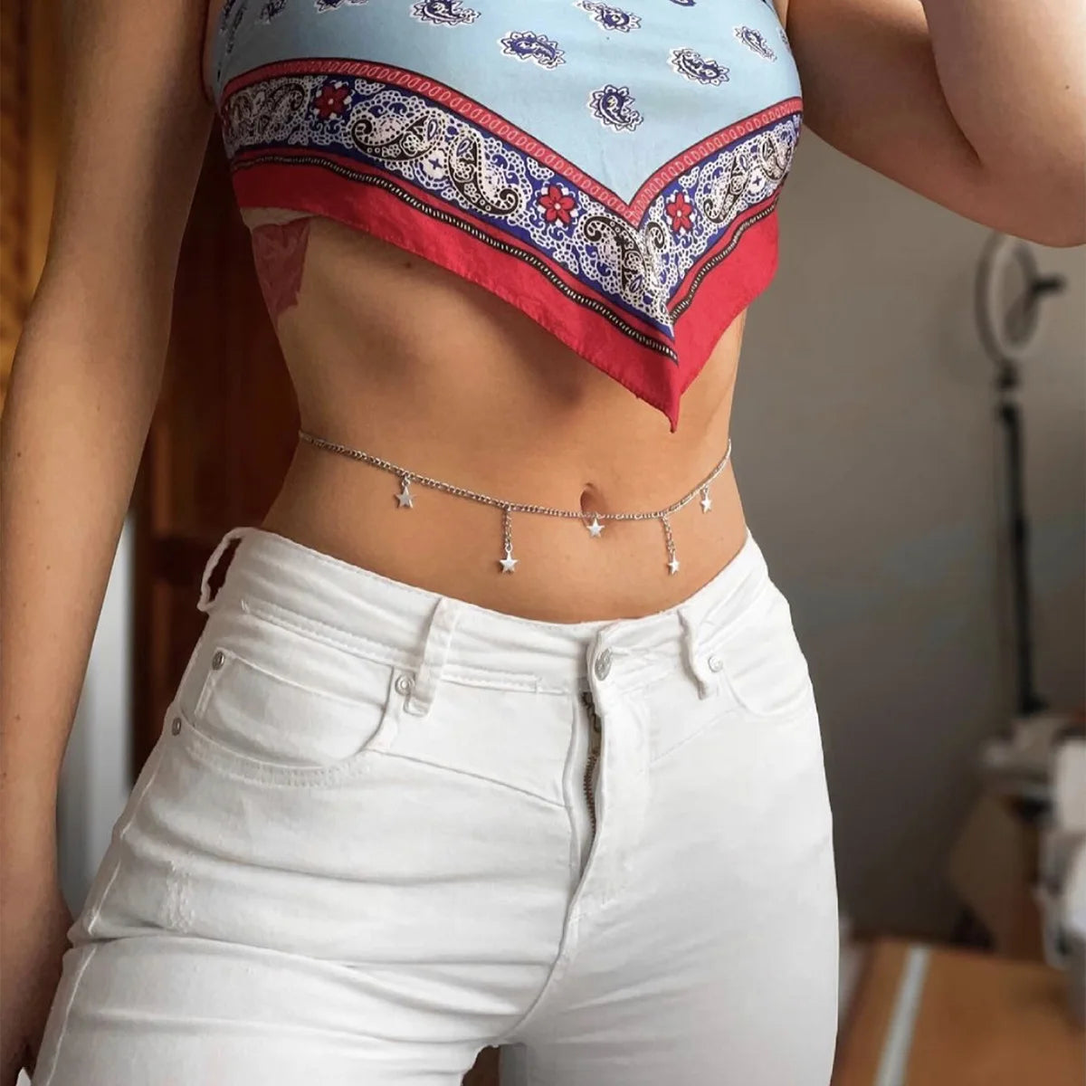 Summer Accessories Versatile Colorful Oil Drop Beads Chain Body Chain Bohemian Geometric Love Waist Chain Body Chains for Woman luvshop24