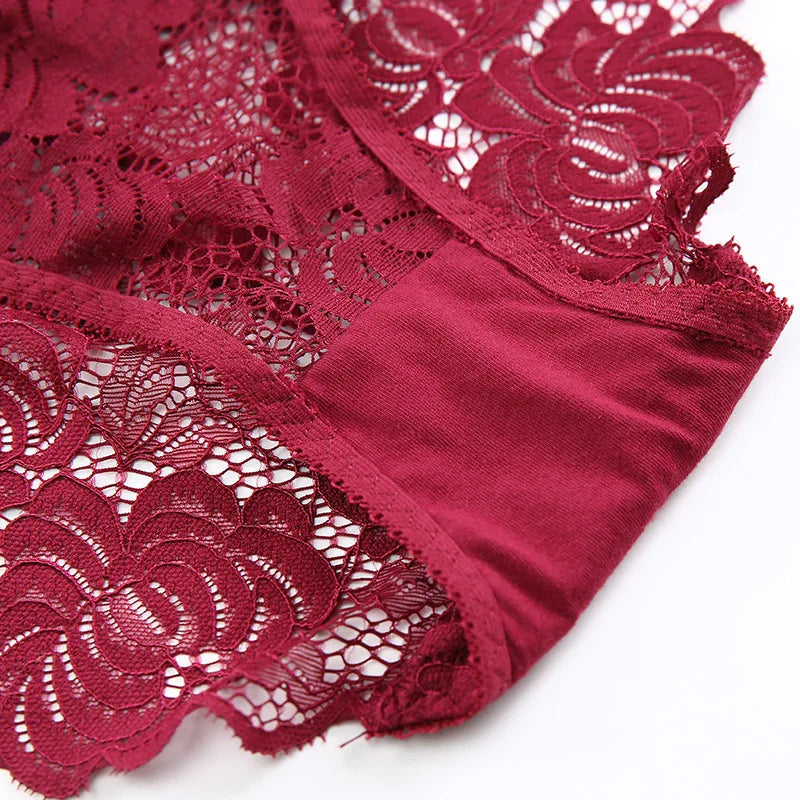 Sexy Lace Underwear Women Ultra-thin Transparent Lace Oversized Panties Female Underwear with Buttocks Low Waist Triangle Bottom luvshop24