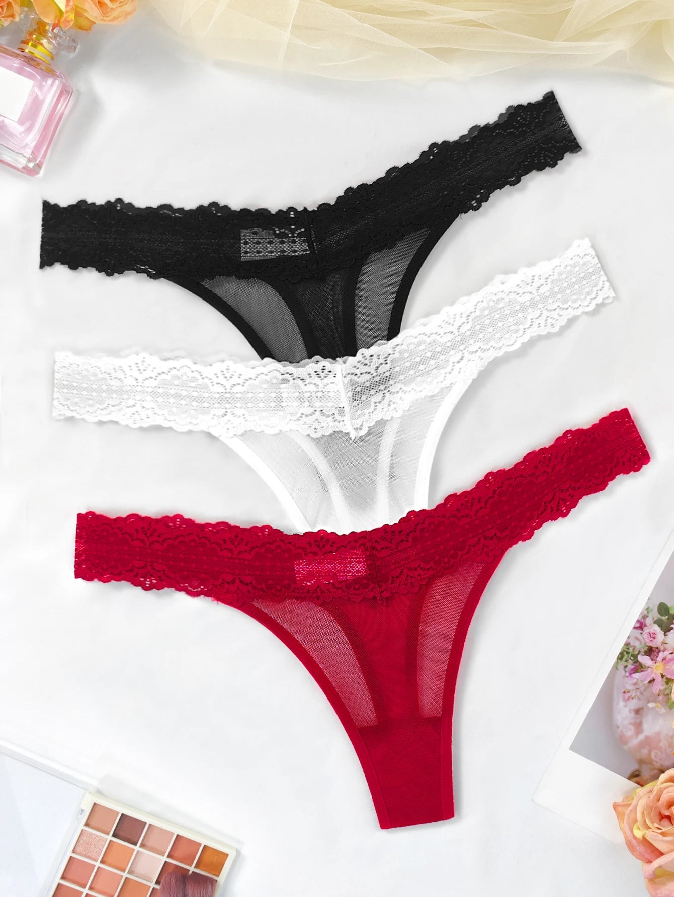 3pcs/Set Sexy Women G-string Underwear Multi Color Female Thongs Breathable Floral Panties Lady Underpants Intimate Lingerie luvshop24