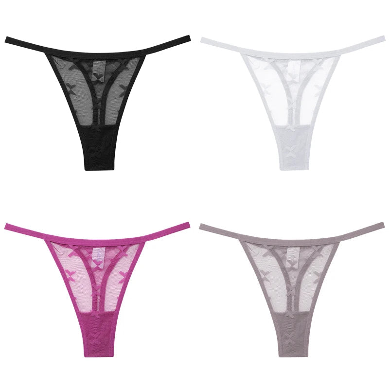 4Pcs Lace Bikini Panties Women Sexy Thongs Lace G-string Underpants S-XL Ladies Comfortable T-Back Underwear Sexy Lingerie 2022 luvshop24