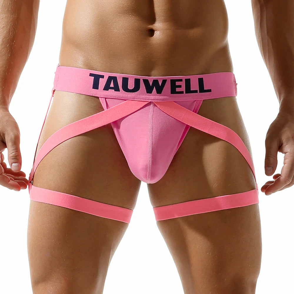 TAUWELL Mens Sexy Underwear Jockstrap Thong Bondage Lingerie Lowrise Briefs Leg Belt Thongs G-string Male Panties Gay Underpants luvshop24
