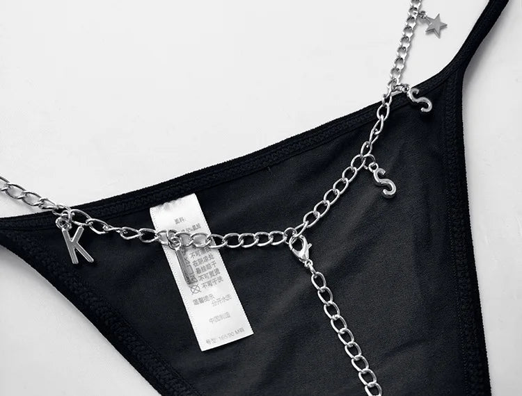 Metal Chain Hot Sexy Women Panties Cotton G String Girls Briefs Letter Thong Erotic Female Underwear Low Waist Intimates luvshop24