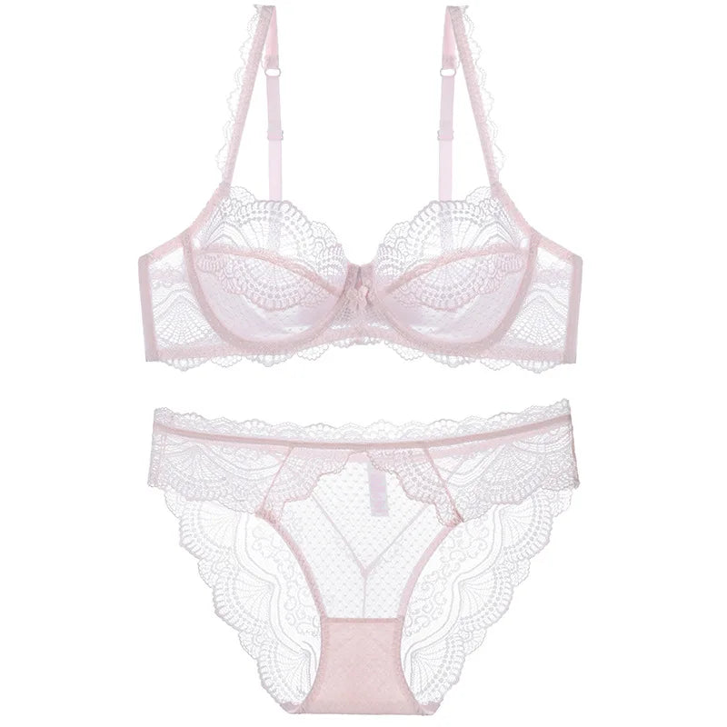 Logirlve Sexy Ultra-thin Lingerie Bra Panties Sets Transparent Brassiere Underwear Set Plus Size Women Lingerie Set Lace Bras luvshop24