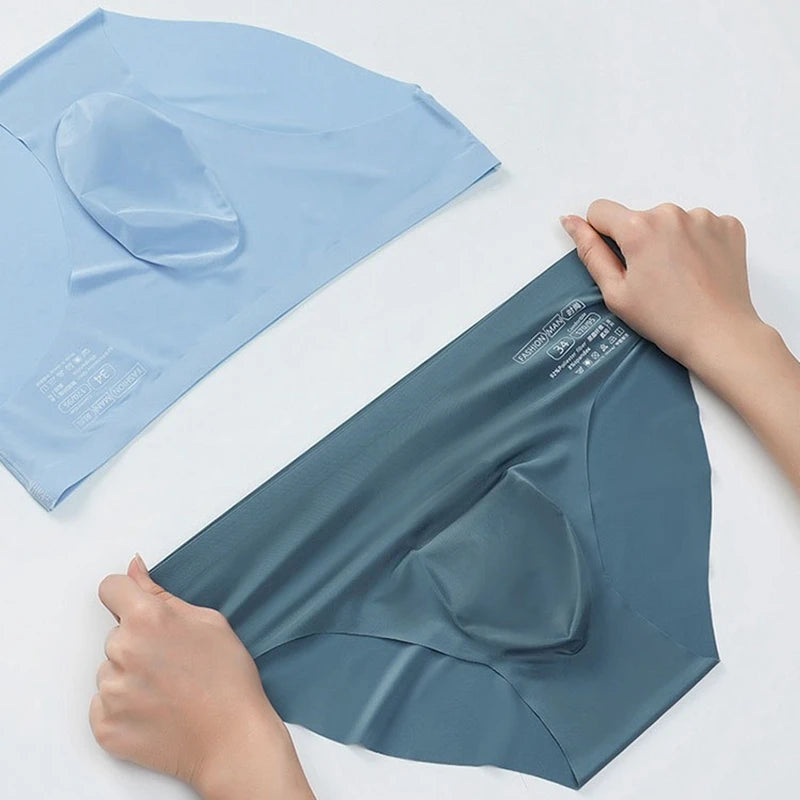 Men's Ice Silk Seamless Briefs Summer New Ultra-thin Transparent Sexy Quick-drying Trendy Breathable Underwear Panties luvshop24