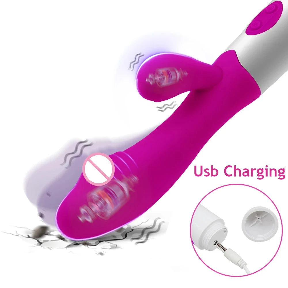 Powerful Rabbit Vibrator Dildo Dual Vibration G Spot Clitoris Stimulation Masturbators Vaginal Massager Adult For Women Sex Toys luvshop24