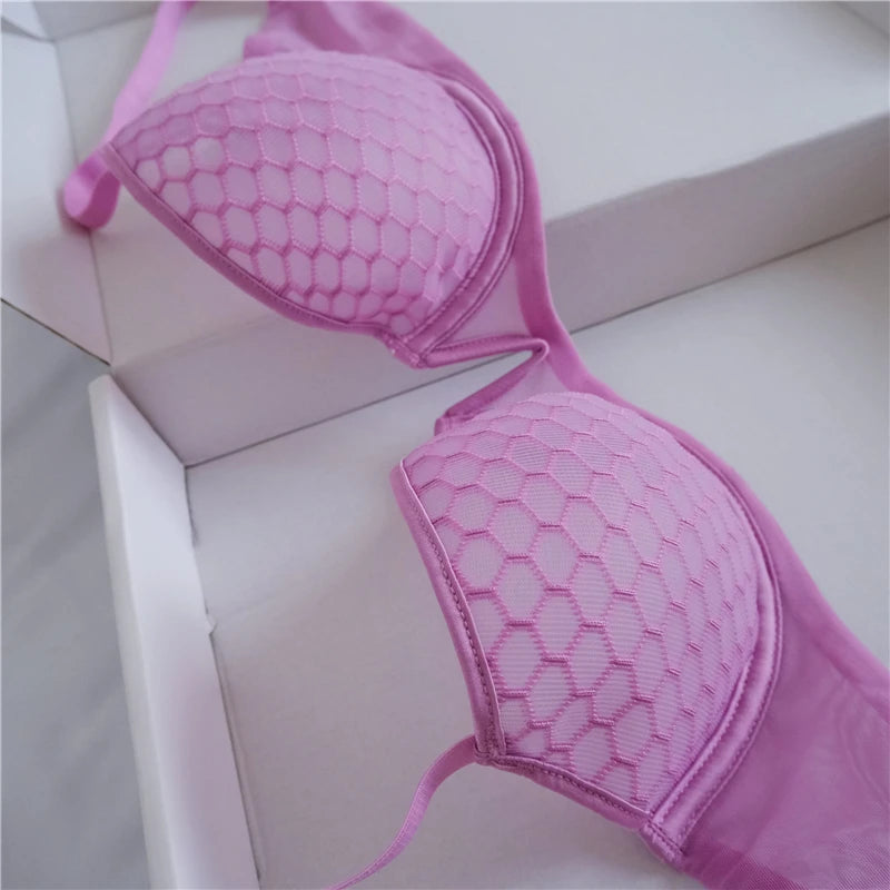 Lace Lingerie Set Push up Bra Transparent Panty Sets for Women Quality bras Black Big Size Sexy Luxury Underwear Set female luvshop24