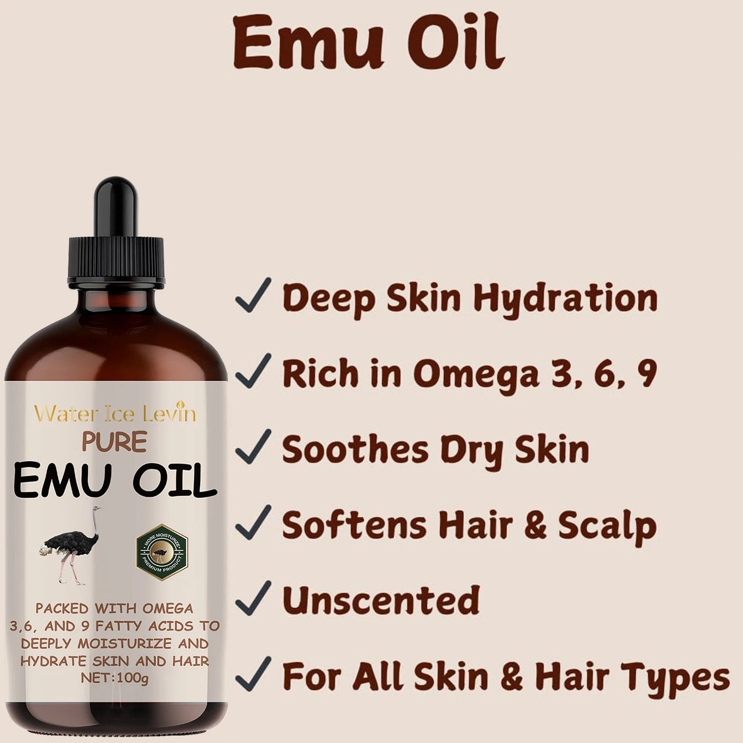 100ml Natural Vitamin E Essential Oil for Massage, Skin Care, Scraping, Shower, Face, Body, Nail, Hair, Eyelash Care Universal luvshop24