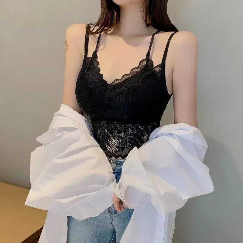 Lace Bra Women Tops Floral Lace Tanks Top Sexy Lingerie Bralette Wirefree Underwear Adjust Strap Removable Pads Camisoles luvshop24