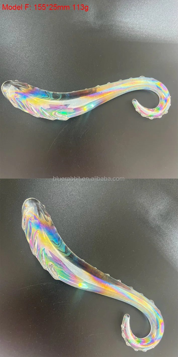 Sea Horse Glass Anal Plugs Wholesale Glass Masturbation Erotic Toys Pink Purple Black Green Blue Crystal Glass Dildos for Women luvshop24