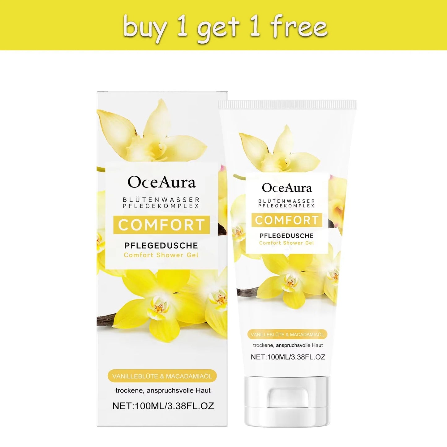 OCEAURA 100ml Comfort Shower Gel Long-term Moisture Lock to Improve Dry Skin Gentle Cleansing to Eeduce Friction and Irritation luvshop24