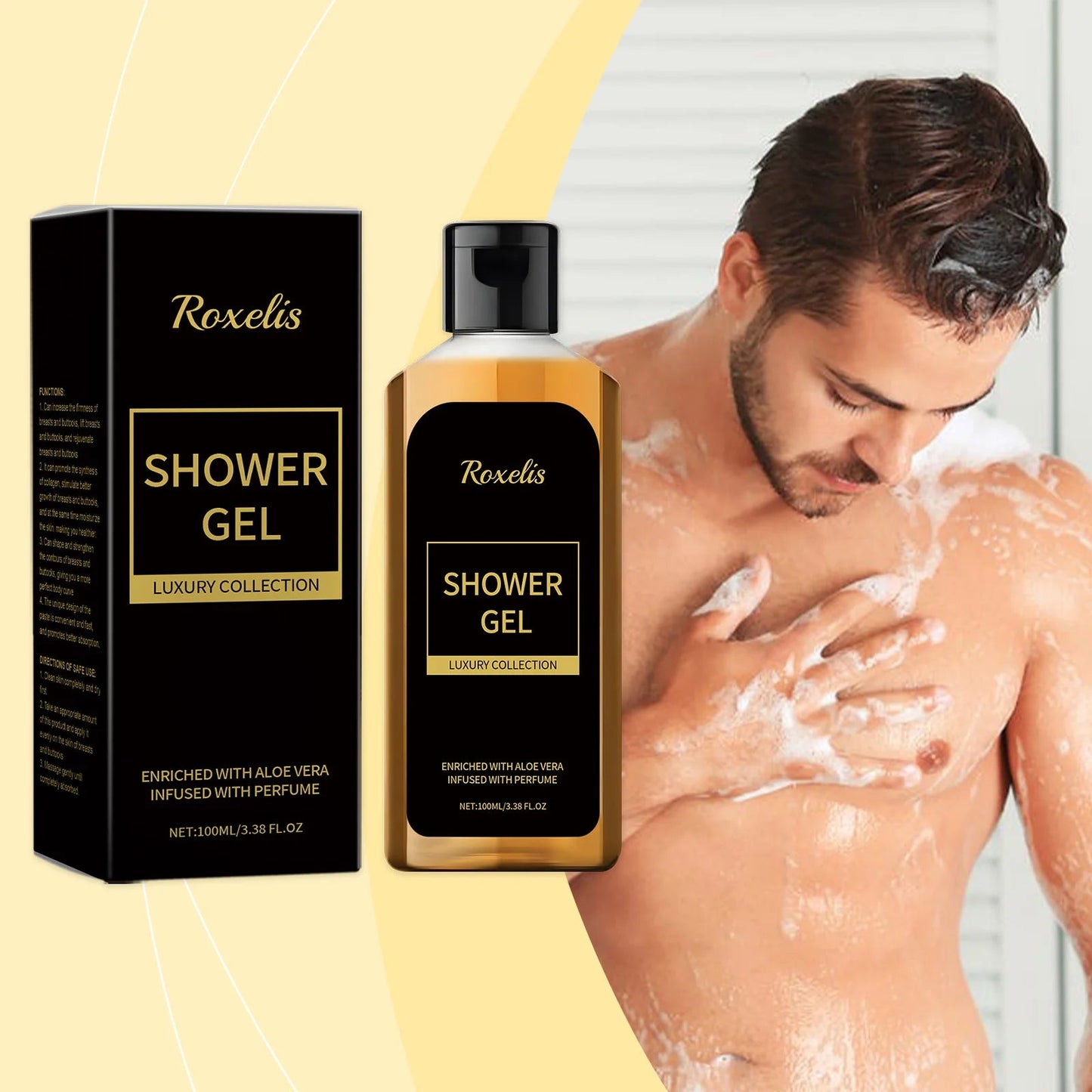 Roxelis Men Shower Wash Pheromone Perfume Shower Gel 100ml Pheromone Shower Gel Aloe Shower Gel Unisex Long-Lasting Freshness luvshop24