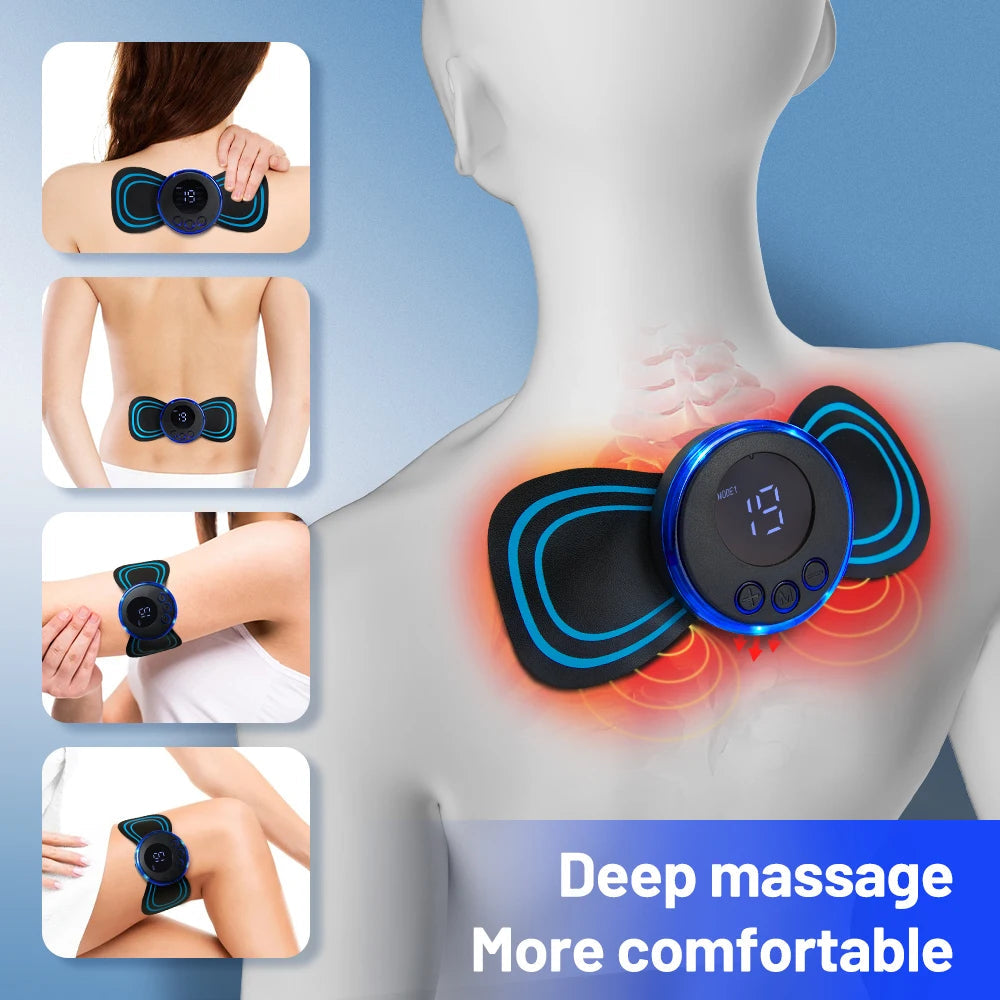 EMS Neck Massager Electric Muscle Stimulator Cervical Sticker Massage Patch Low Frequency Pulse Masajeador Pads Body Pain Relief luvshop24
