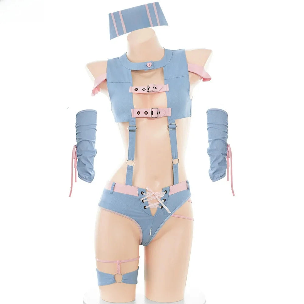 XXOO Erotic Sexy Anime Girl Sweet Nurse Uniform Women Buckle Combat Outfits Cosplay Costume luvshop24
