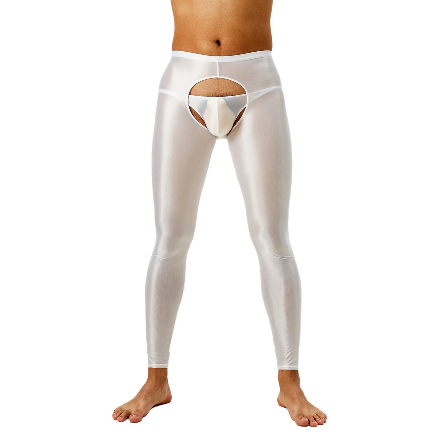 Glossy Crotchless Open Butt Leggings Mens Gays Erotic Nightwear Underpants High Waist Slim Fit Tights Underwear Baselayer Pants luvshop24