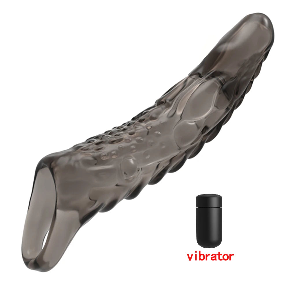HESEKS Vibrating Penis Sleeve Vibrator for Men Couple Penis Extender Cover Reusable Special Condom Cock Erotic Toys for Men luvshop24