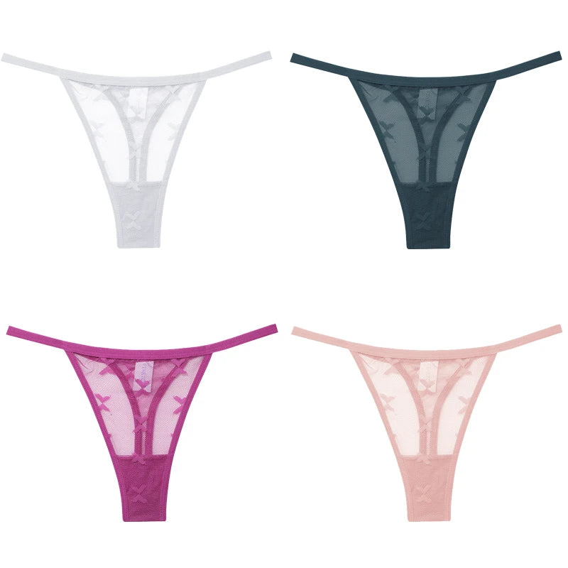4Pcs Lace Bikini Panties Women Sexy Thongs Lace G-string Underpants S-XL Ladies Comfortable T-Back Underwear Sexy Lingerie 2022 luvshop24