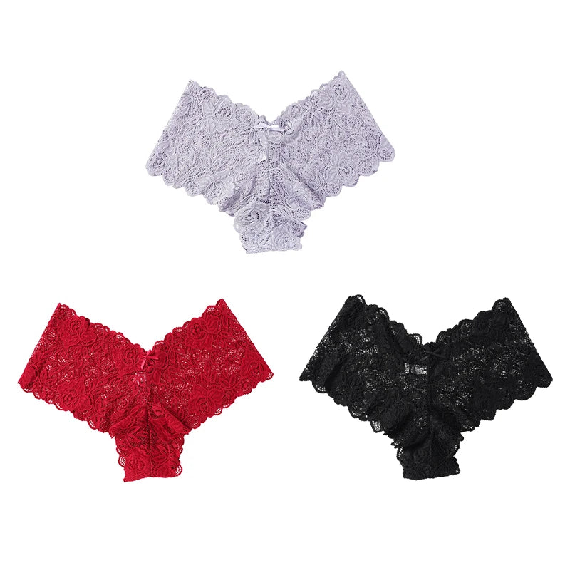 3Pcs Sexy Floral Lace Panties Women Briefs Low Waist Soft Lingerie Comfortable Female Underwear Girls Intimates Panties luvshop24