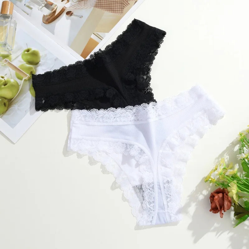 6PCS/Set Sexy Lace Panties for Women Low Waist G-String Underwear Ladies Sexy T-Back Bikini Female Breathable Lingerie Plus Size luvshop24