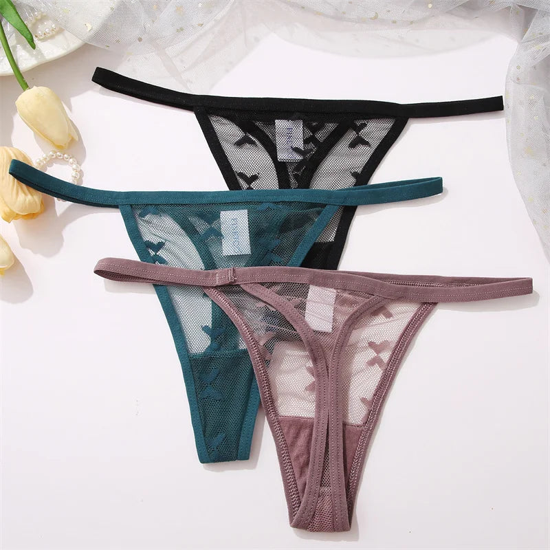 4Pcs Lace Bikini Panties Women Sexy Thongs Lace G-string Underpants S-XL Ladies Comfortable T-Back Underwear Sexy Lingerie 2022 luvshop24