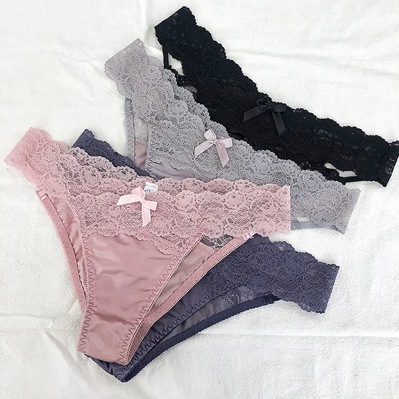 Meet'r 3Pcs/lot Women Sexy Lace Panties Low-waist Underwear Female G String Breathable Hollow out Lingerie Temptation Intimates luvshop24