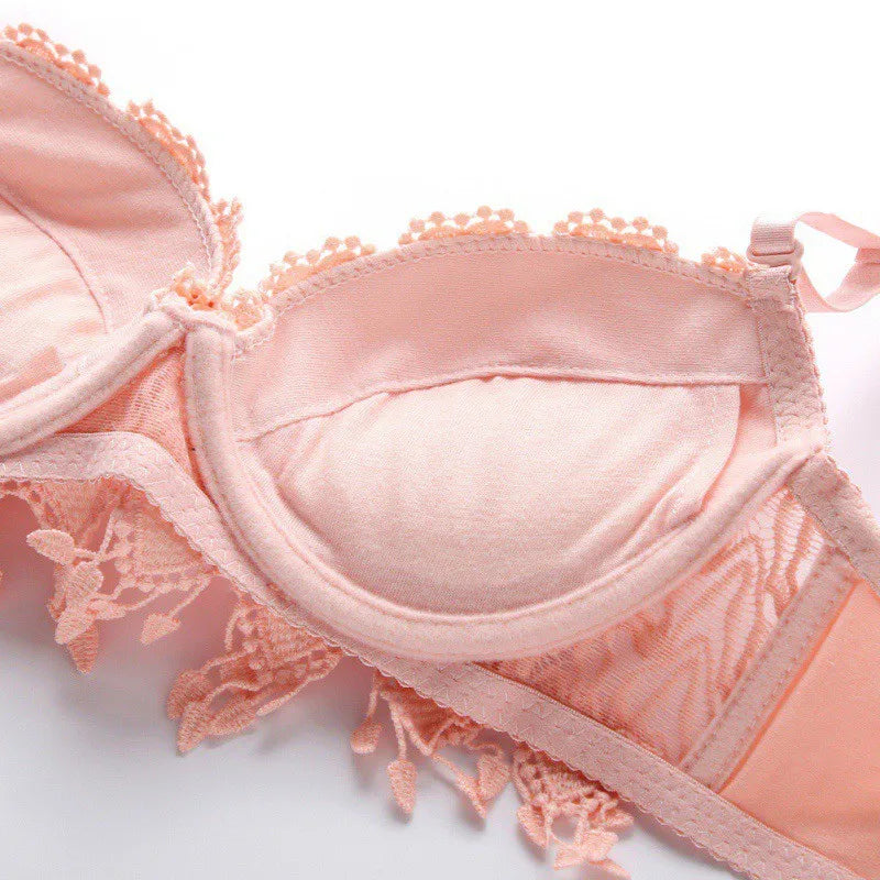 Lace Underwear Bra for Women Thin Wireless Adjustable Shoulder Strap Female Sexy Hollowed Floral Lace Underwear Large Size Bras luvshop24