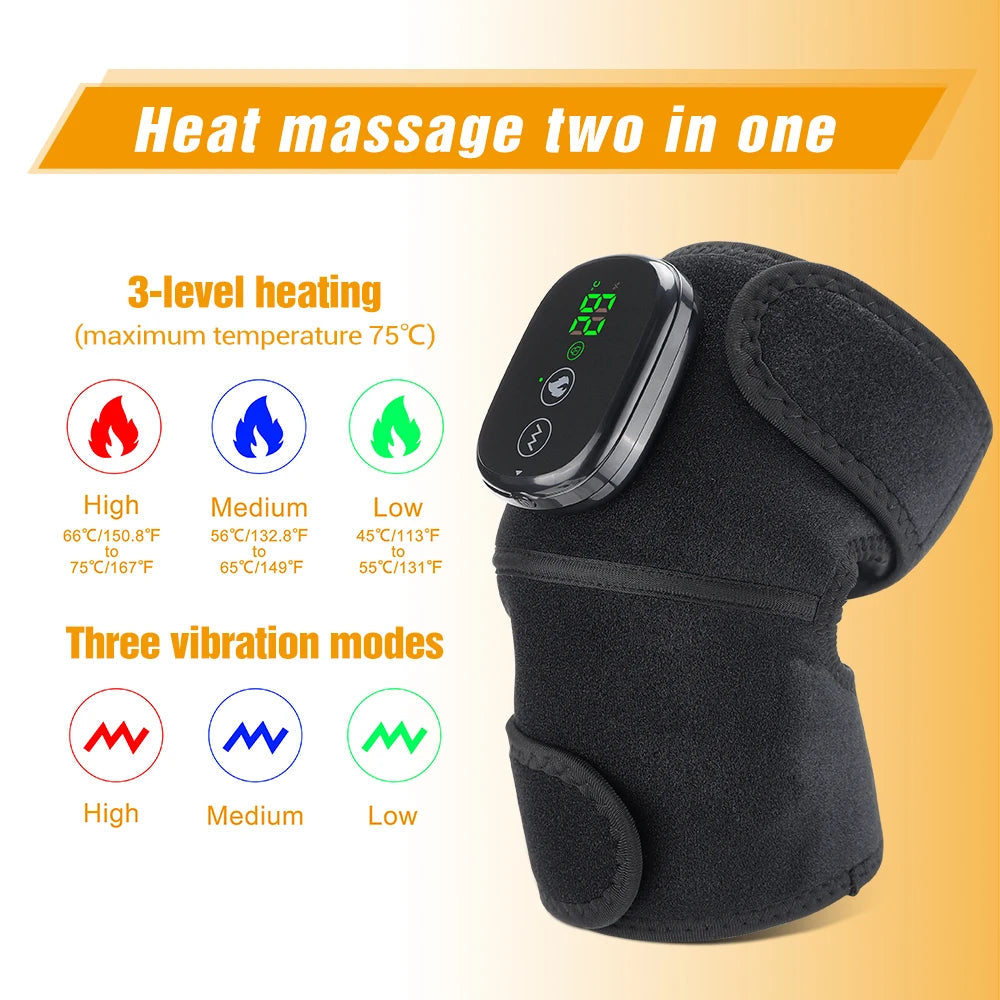 3 in 1 Electric Heating Massage Belt Knee Shoulder Vibrator Hot Compress Joint Physiotherapy Support Brace Arthritis Pain Relief luvshop24