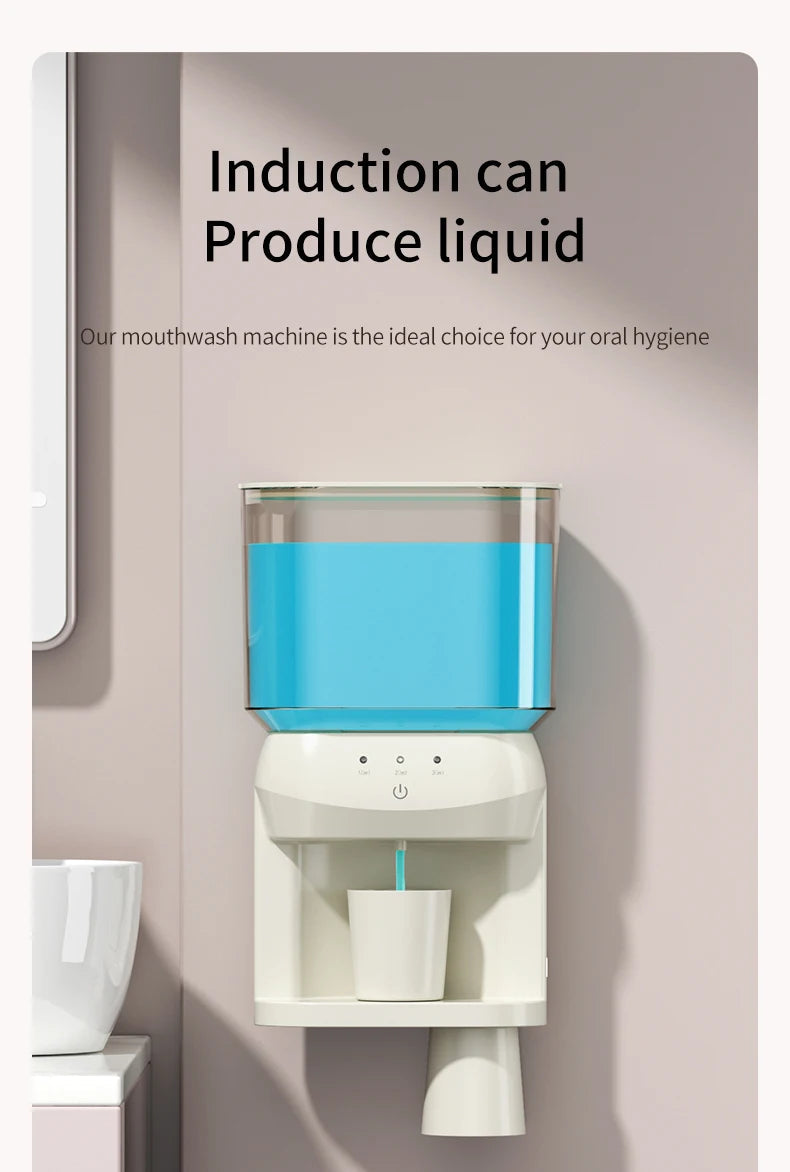1Pcs Mouthwash Container, Automatic Sensor Mouthwash Machine, No Punching Smart Oral Cleaning, Wall-Mounted Mouthwash Rack, USB Charging with 2 Mouthwash Cups luvshop24