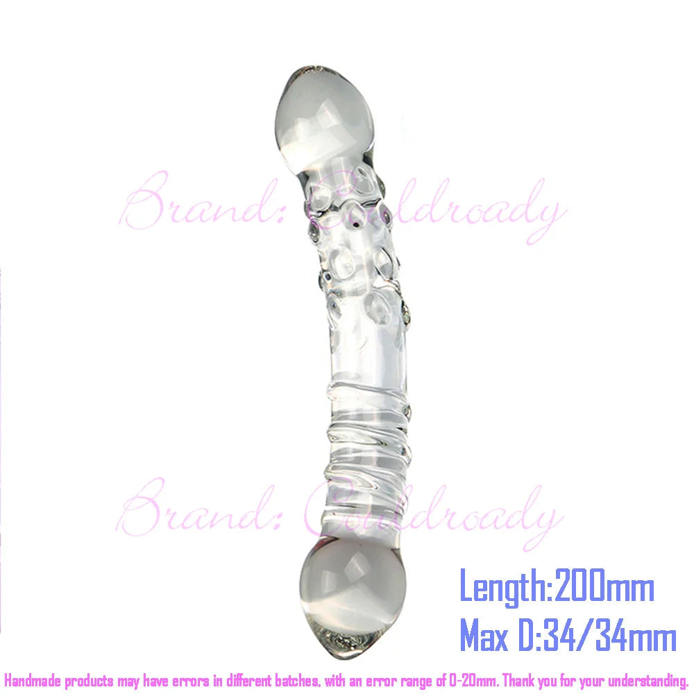 Pyrex Glass Dildo 195x33mm Fake Penis Crystal Anal Beads Butt Plug Prostate Massager G Spot Female Masturbation Toys luvshop24