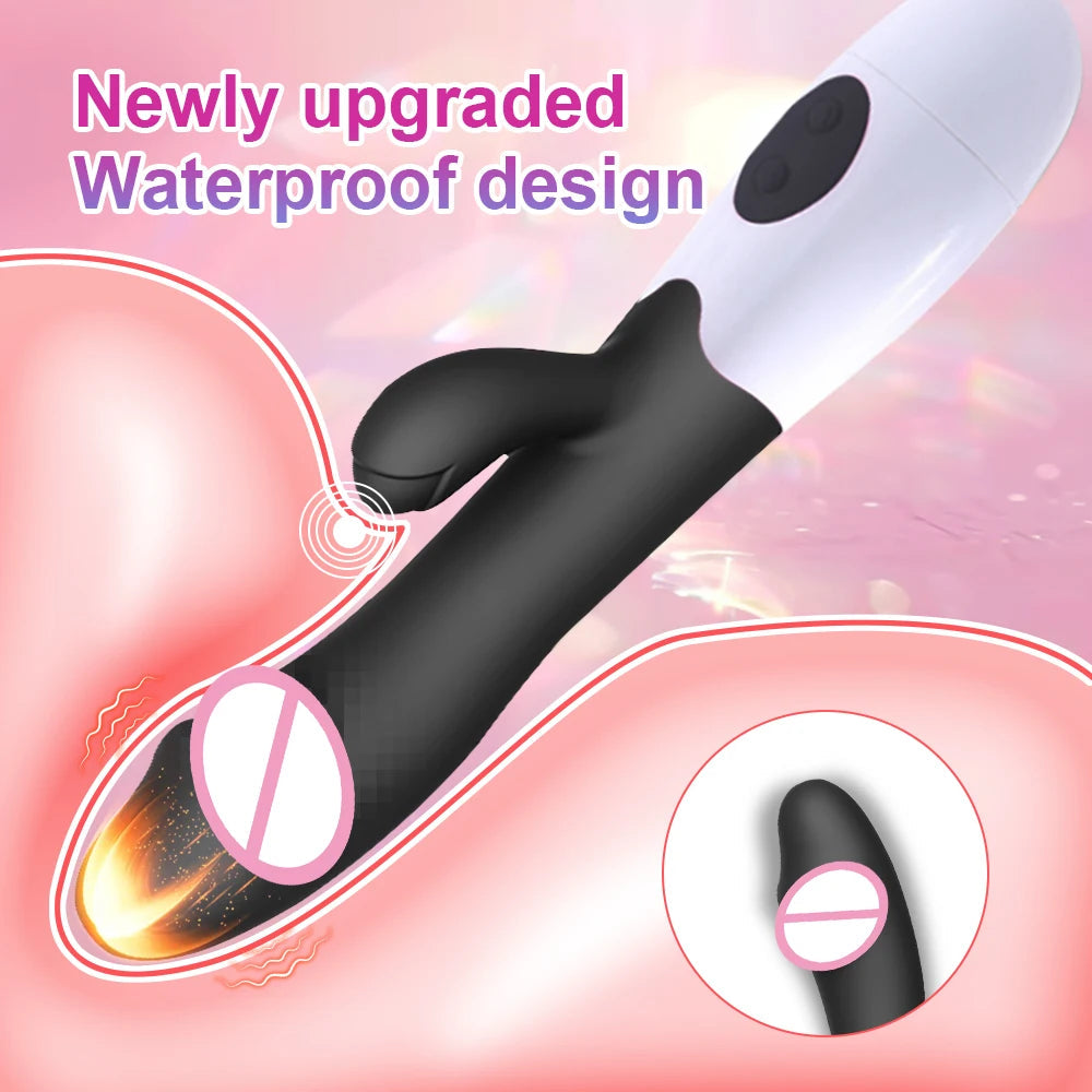 Rabbit Vibrator for Women Vagina G-Spot Nipple Clitoris Stimulator Thrusting Telescopic Rotating Dildo for Adult Sexy Toys luvshop24