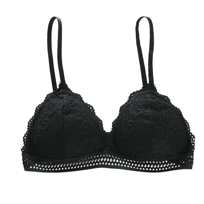 Lace Underwear Female Thin Section Bra Solid Color Embroidery Hollow Tube Top Black/RedWhite 3 Colors luvshop24