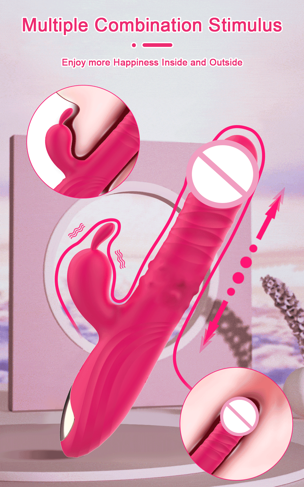 Rabbit Vibrator For Women Powerful G Spot Telescopic Rotating Clitoris Vagina Stimulator Female Masturbator For Adult Sexy Toys luvshop24